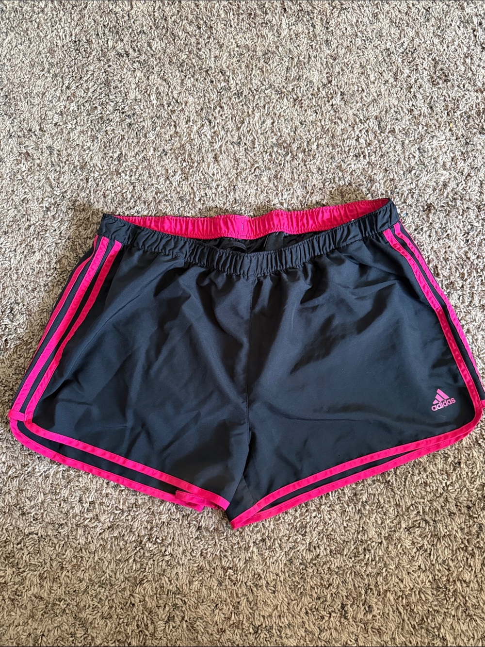 adidas Black Athletic Shorts with Hot Pink Trim